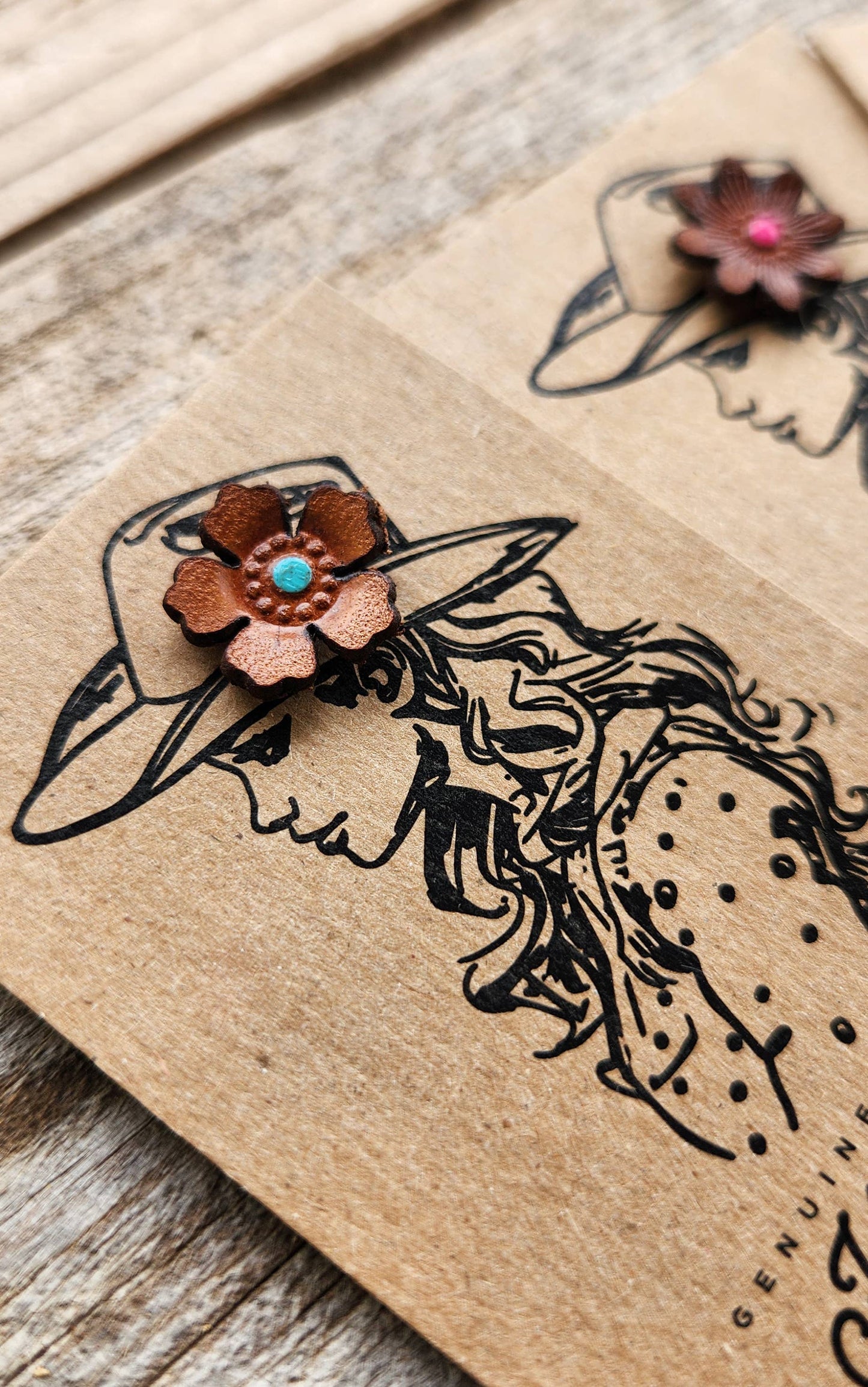 Hat Pin - Genuine Leather Flowers: Wildflower