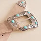 TBB CREAM BELT STUDDED TURQUOISE BUCKLE O/S