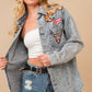 22755J - Garment Washed Snap Up Rodeo Denim Jacket: LIGHT WASH / L