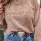Western Letter Embroidery Mineral Wash Loose Sweatshirt: As shown / Missy / S