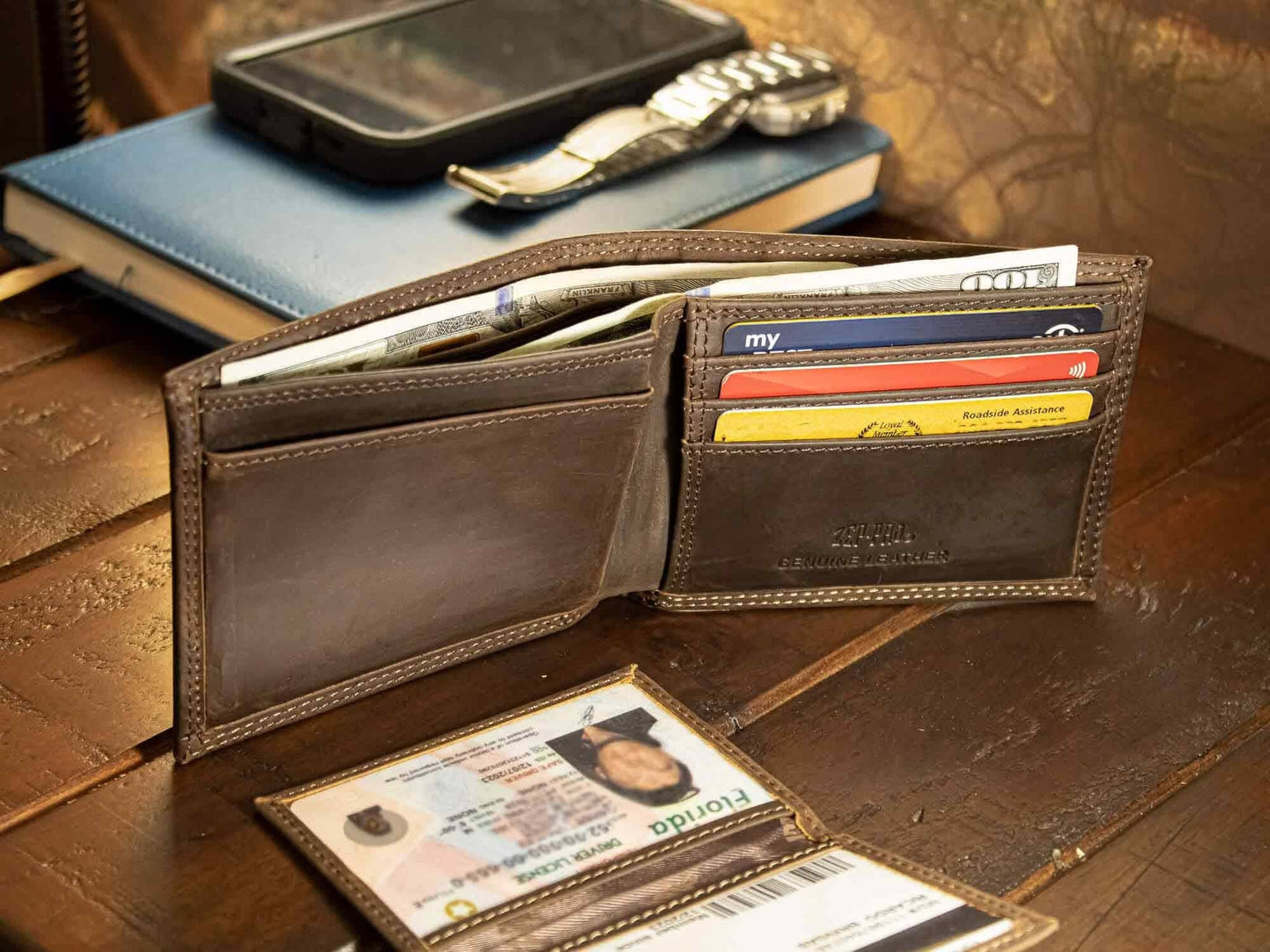 Bass Men's Bifold Woven Patch Leather Wallet.