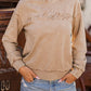 Western Letter Embroidery Mineral Wash Loose Sweatshirt: As shown / Missy / S