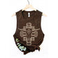 AZTEC COW SKULL MINERAL GRAPHIC TANK TOP: Mineral Chocolate