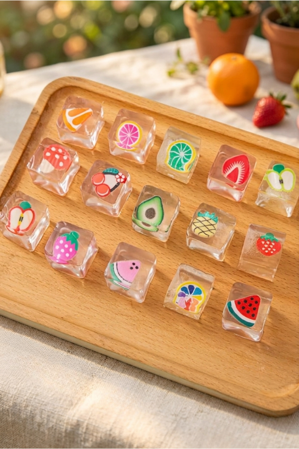 Assorted Fruit Ice Cube Squishy Toys