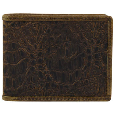 Tony Lama Large Bifold Wallet, Dark Brown Hornback Embossed