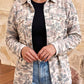 Casual Camouflage Button Down Tunic Shacket: Multicolour / S
