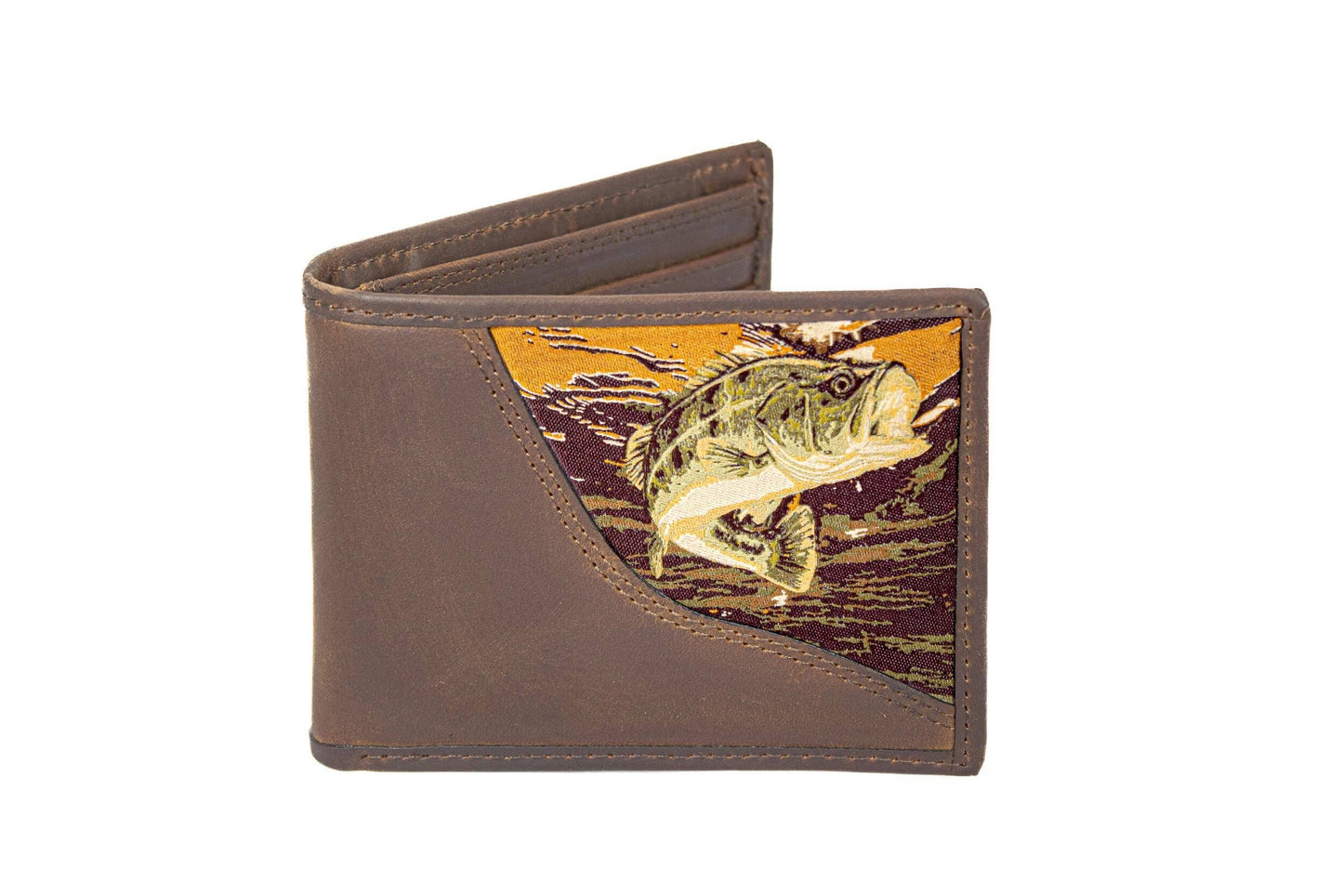 Bass Men's Bifold Woven Patch Leather Wallet.