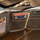 Bass Men's Trifold Woven Patch Leather Wallet.