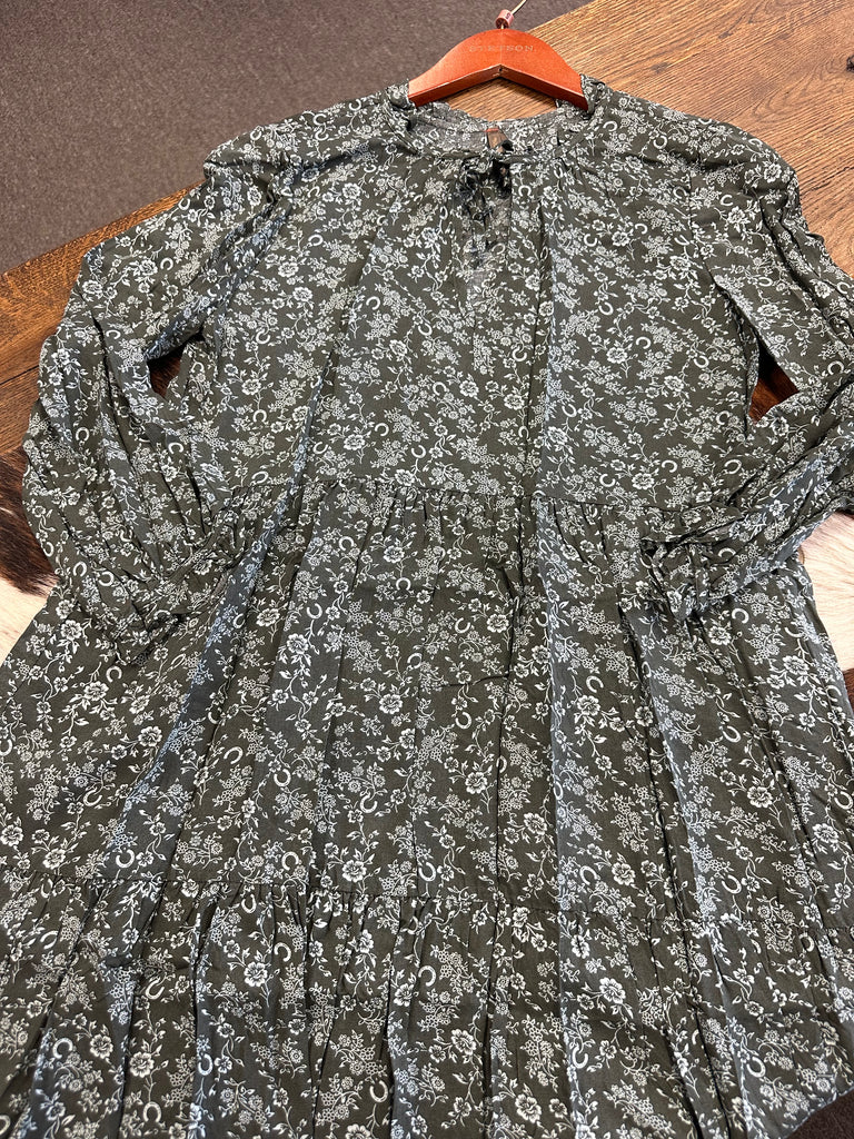 STETSON WOMENS LUCKY LITTLE FLORAL GREEN DRESS