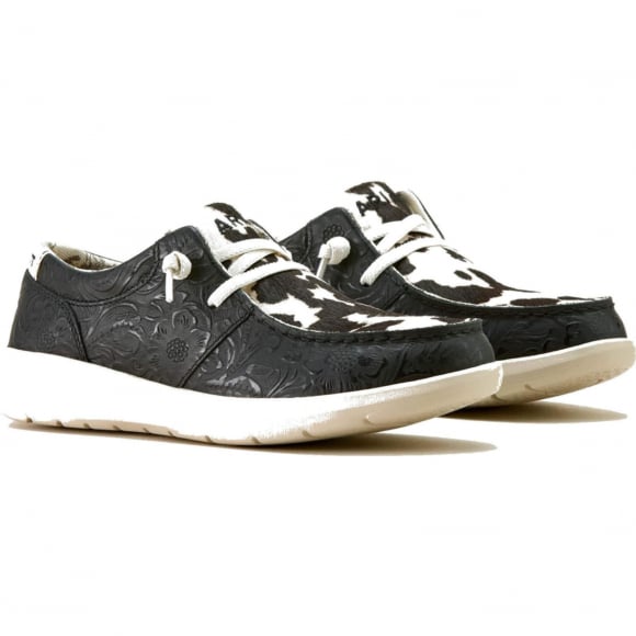 ARIAT WOMENS HILO BLACK FLORAL EMBOSS/ HAIR ON