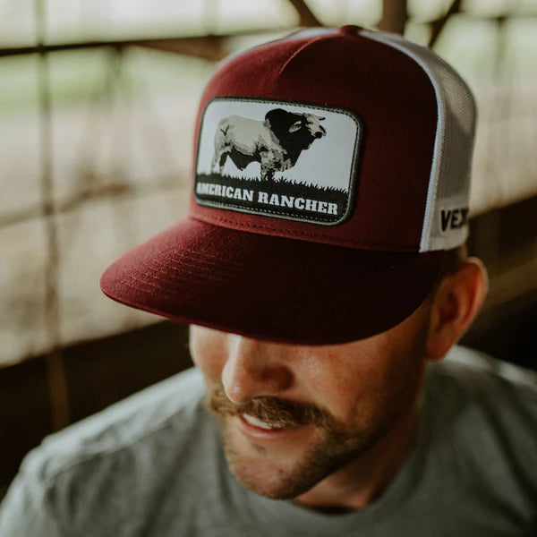 VEXIL BRAND American Rancher - Brahma Bull - Maroon/White Mesh
