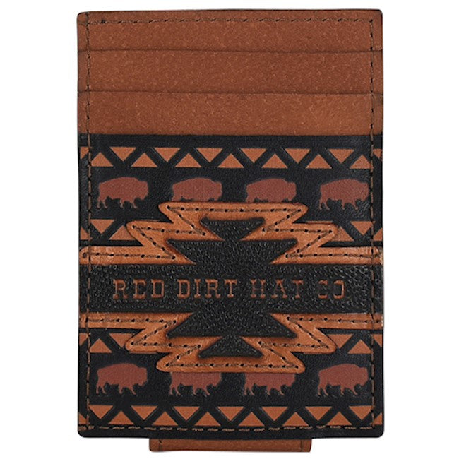 RED DIRT MENS BLACK W/AZTEC DESIGN AND BISON CARD/CLIP CASE