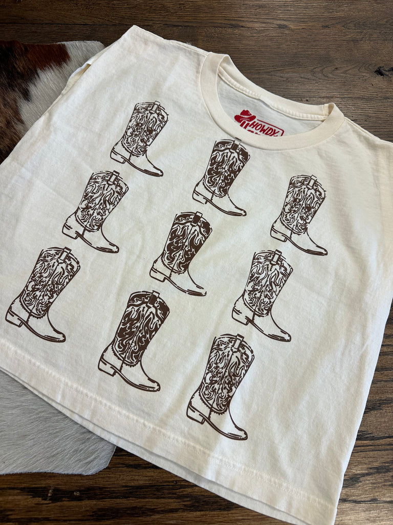 HOWDY BOOT TEE (IVORY/BROWN)