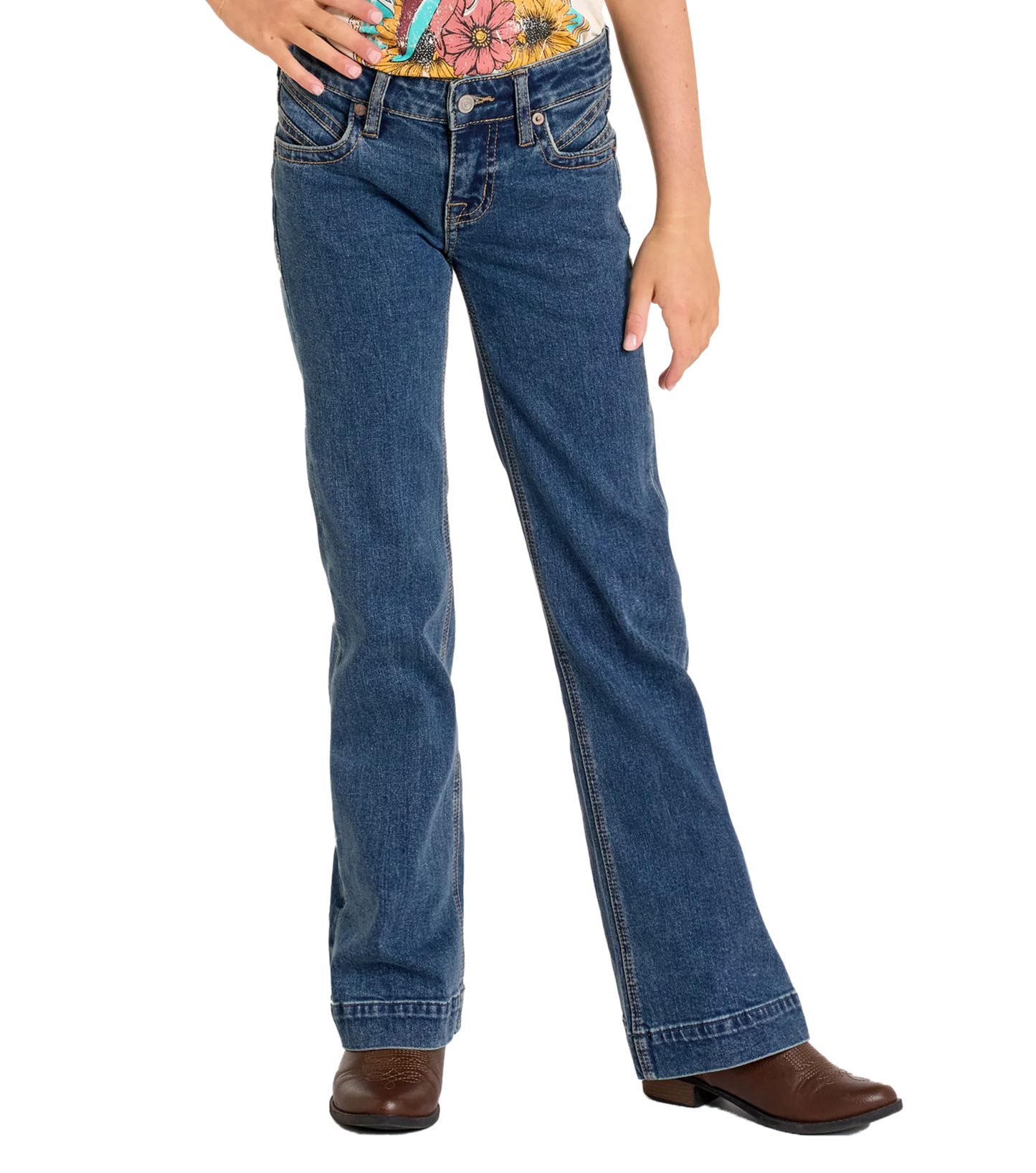 Rock & Roll Girls' Signature Stitch Trouser Jeans