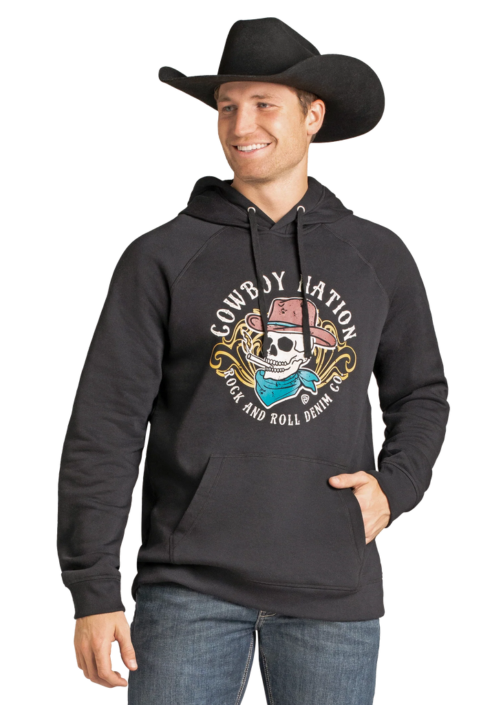 ROCK & ROLL COWBOY NATION SKULL GRAPHIC HOODIE