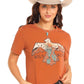 Rock & Roll Womens Eagle Graphic T-Shirt Rust