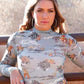 CRUEL WOMENS MESH TOP-BLUE DESIGN