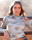 CRUEL WOMENS MESH TOP-BLUE DESIGN
