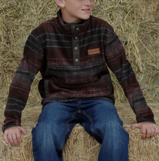 CINCH BOY'S POLAR FLEECE PULLOVER BROWN