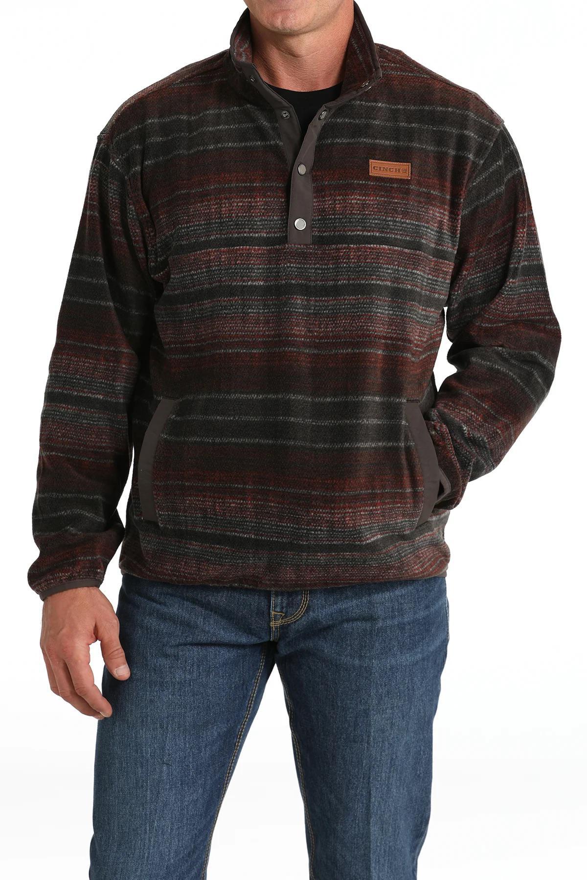 CINCH MEN'S POLAR FLEECE PULLOVER BROWN