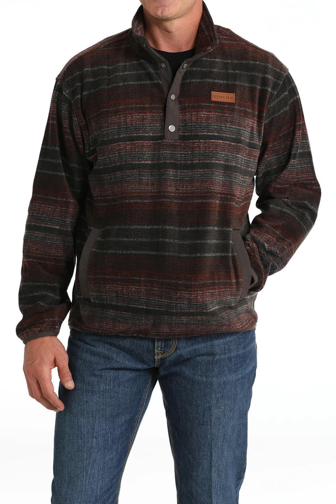 CINCH MEN'S POLAR FLEECE PULLOVER BROWN