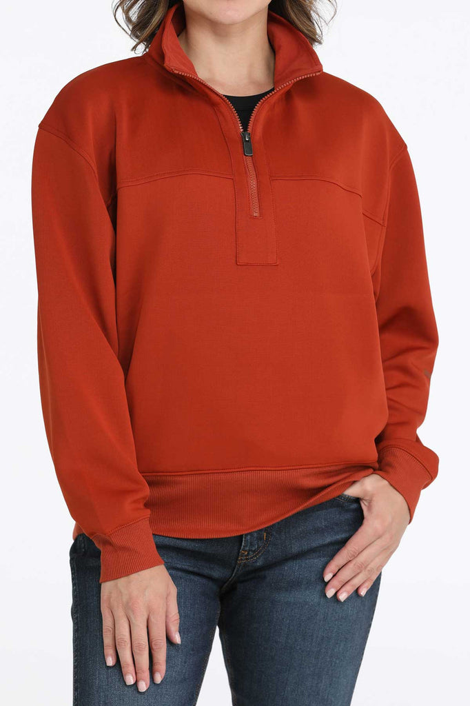 Cinch Women's Red Quarter Zip Pullover