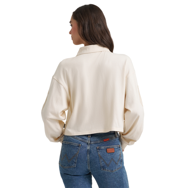 Wrangler Women's Retro Horseshoe Cropped Long Sleeve Polo Shirt-112385415