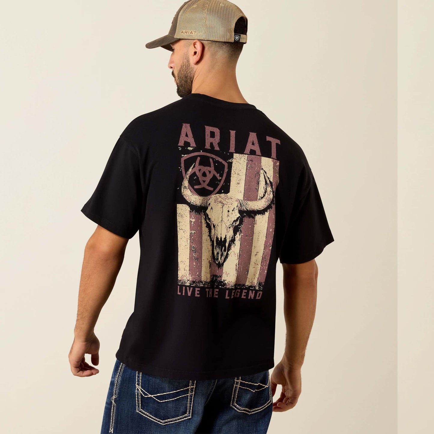 ARIAT MENS BISON LEGEND TOUGHSTOCK FLAG T-SHIRT