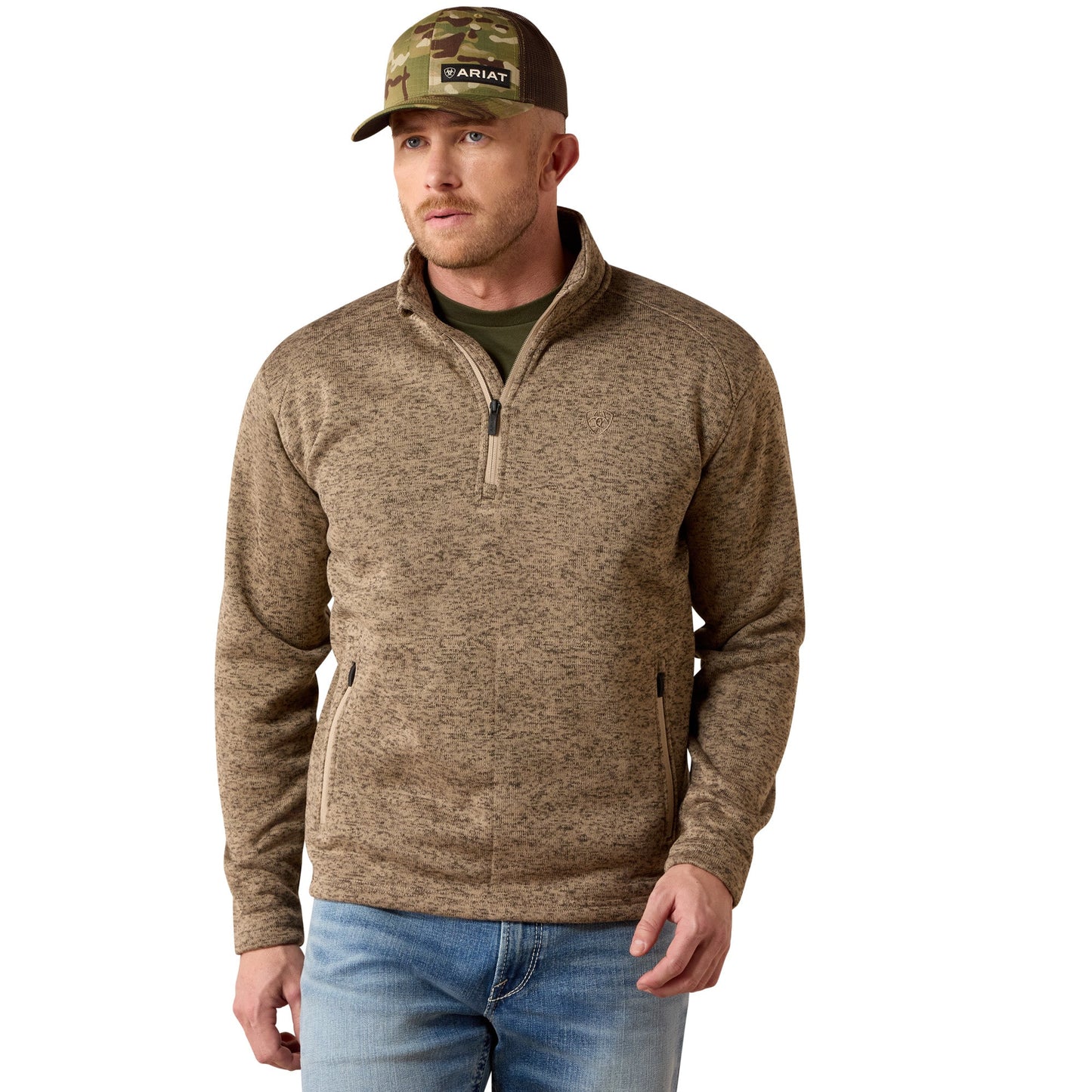 Ariat Men's Caldwell Savannah Tan 1/4 Zip Sweater