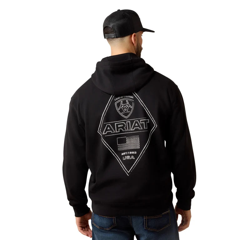 Ariat Men's Chalk Diamond Patriot Hoodie Black-10081913