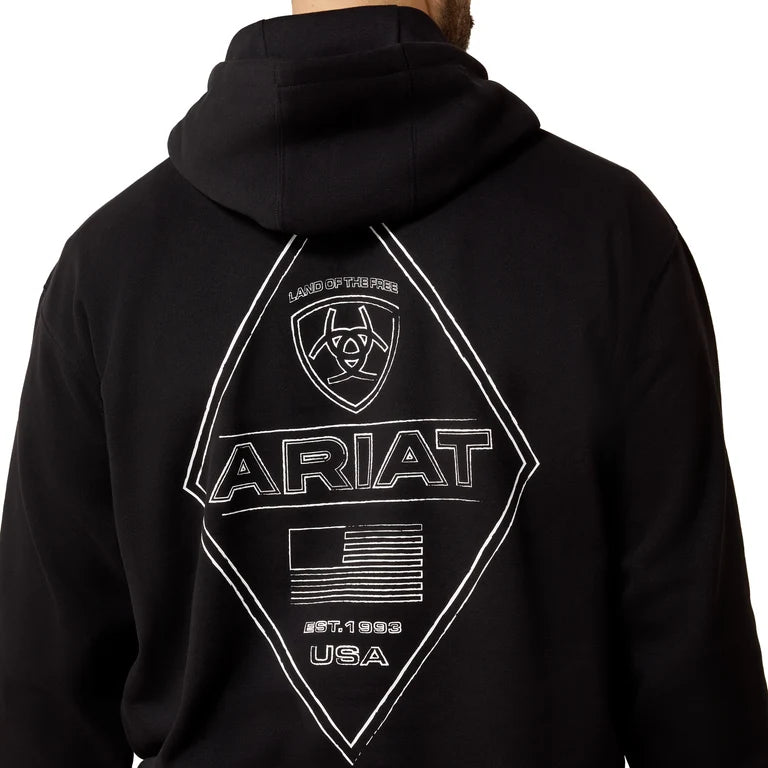 Ariat Men's Chalk Diamond Patriot Hoodie Black-10081913