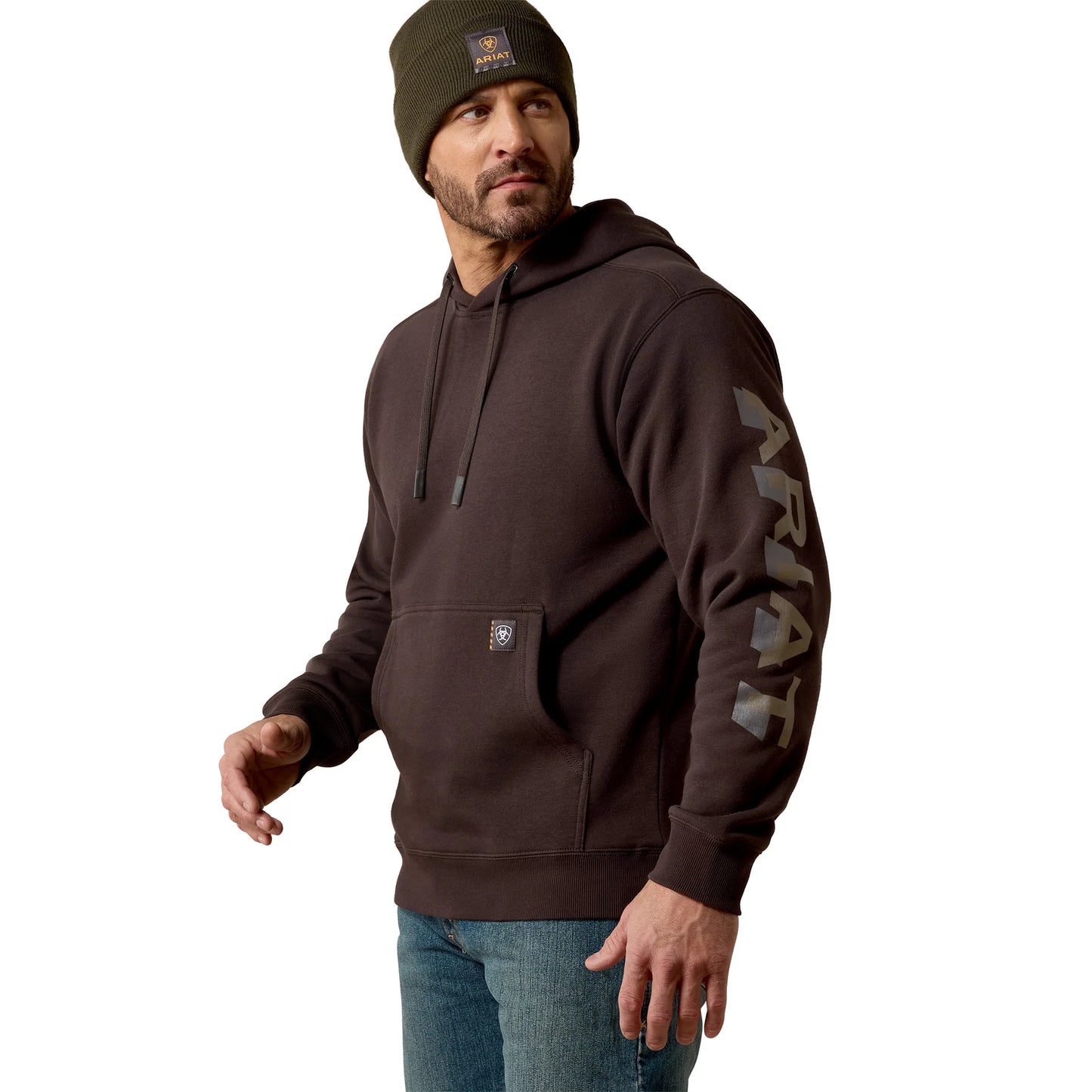 Ariat Men's Rebar Lightweight Licorice Logo Hoodie