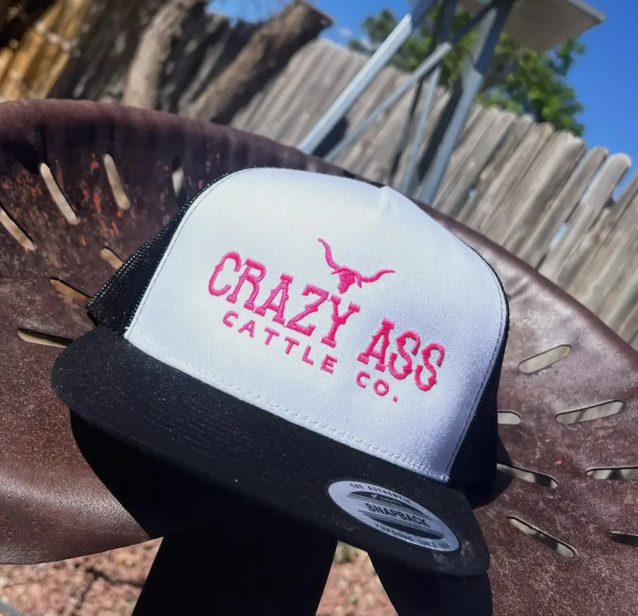 FROST RANCHWEAR "CRAZY ASS CATTLE CO" CAP - white & pink or turquoise & black