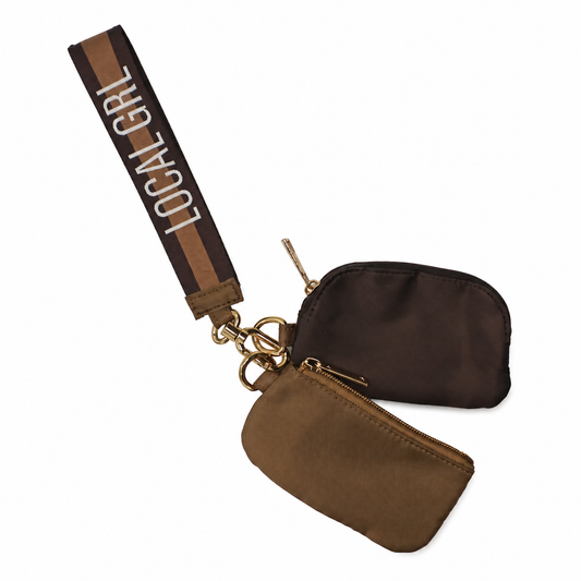 Local Girl Dual Wristlet - expresso/checkered khaki