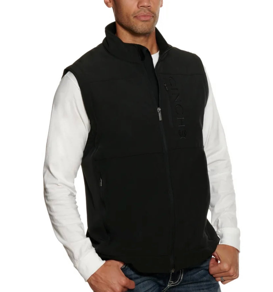 CINCH MEN'S BLACK BONDED VEST WITH CONCEALED CARRY POCKET