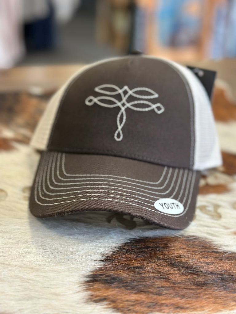 CRUEL GIRL YOUTH BOOT STITCH HAT -BROWN