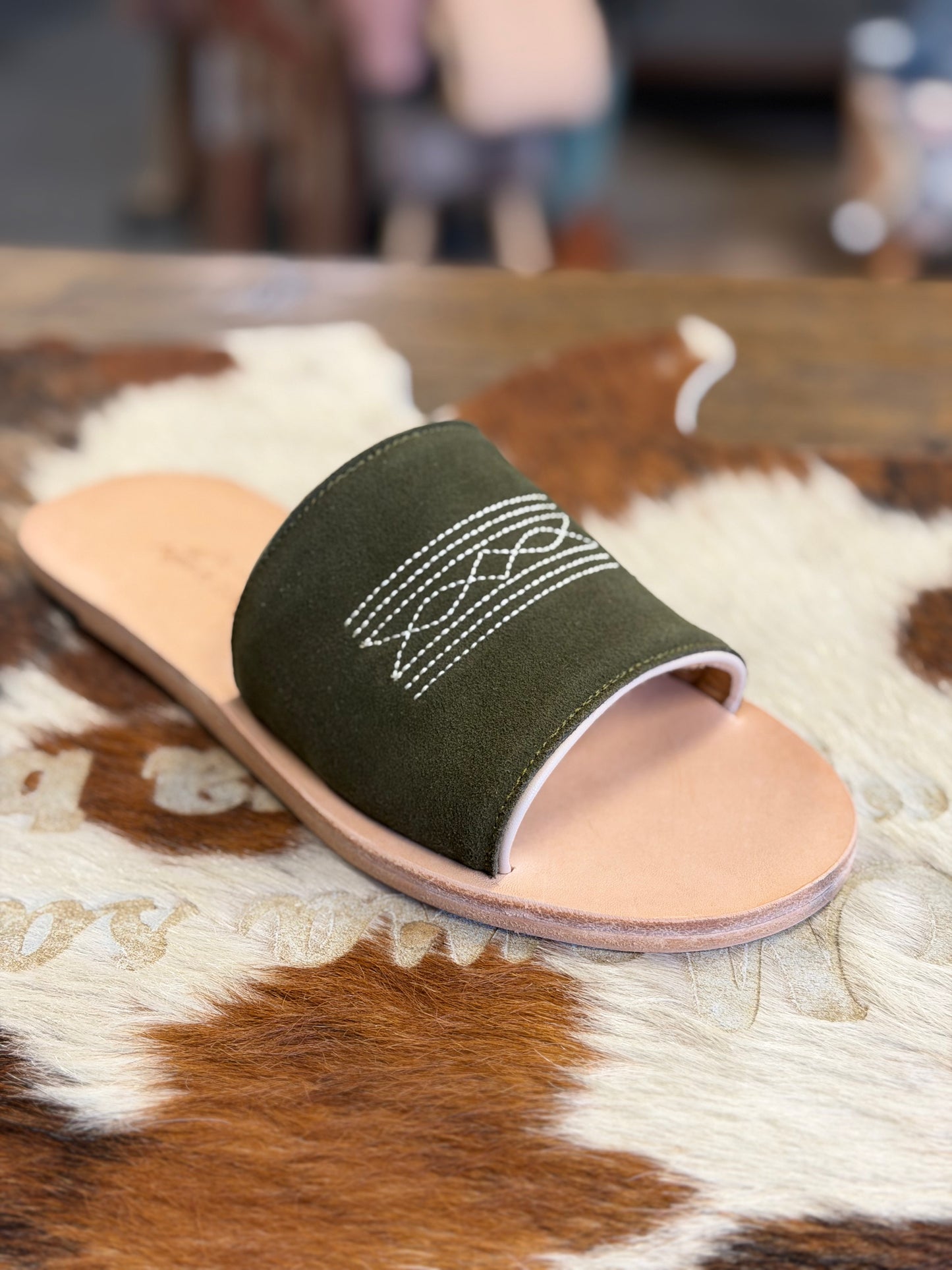 AGAVE SKY BOOT STITCH SUEDED/LEATHER BOTTOM SANDAL