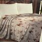 WESTERN PLUSH LONGHORN BLANKET QUEEN (NEUTRAL TONES)