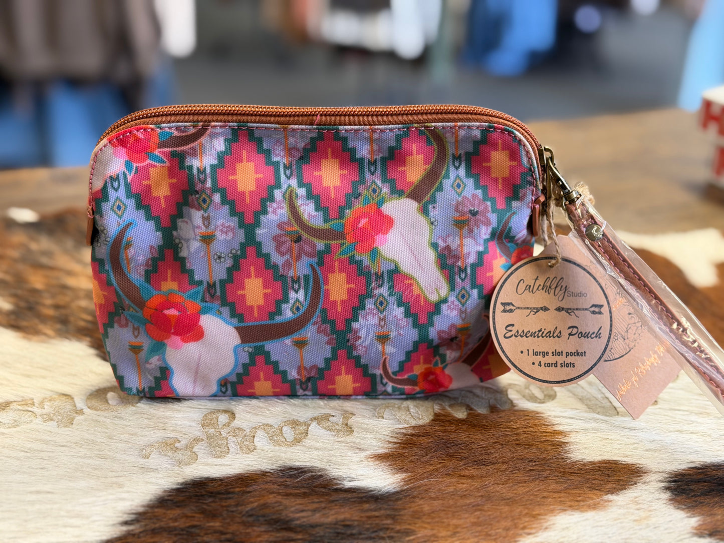 Catchfly Studios, Essentials Makeup Bag With Card Slots Skull