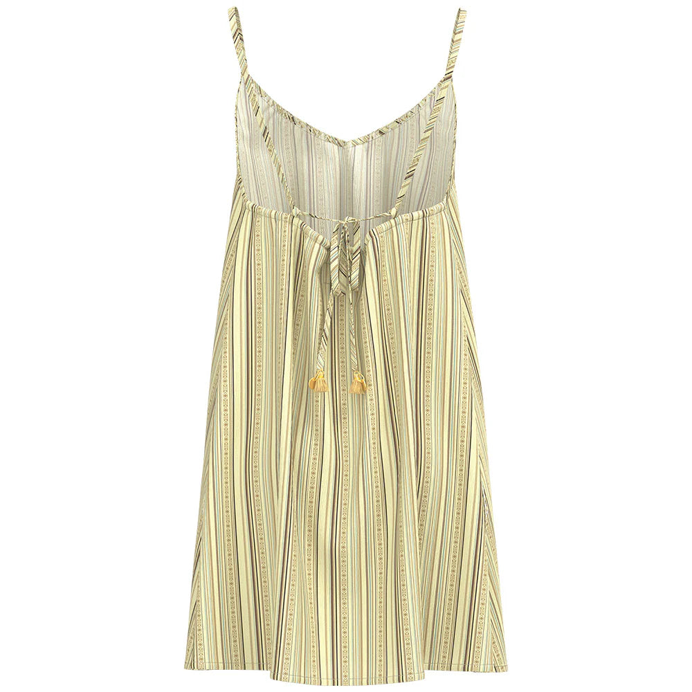 HOOEY WOMENS "Paraiso" Spaghetti Strap Dress Cream/Stripe