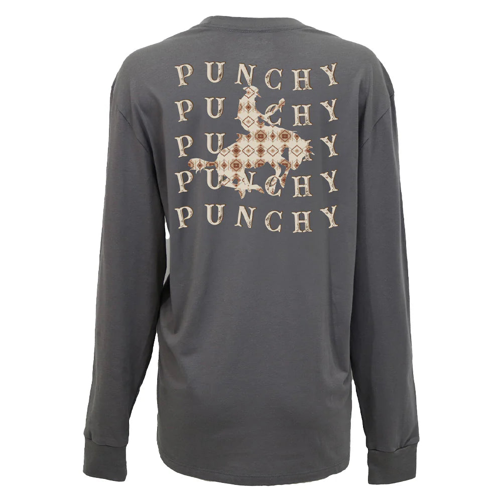 Hooey "Mustang" Long Sleeve T-shirt Grey w/Tan Logo