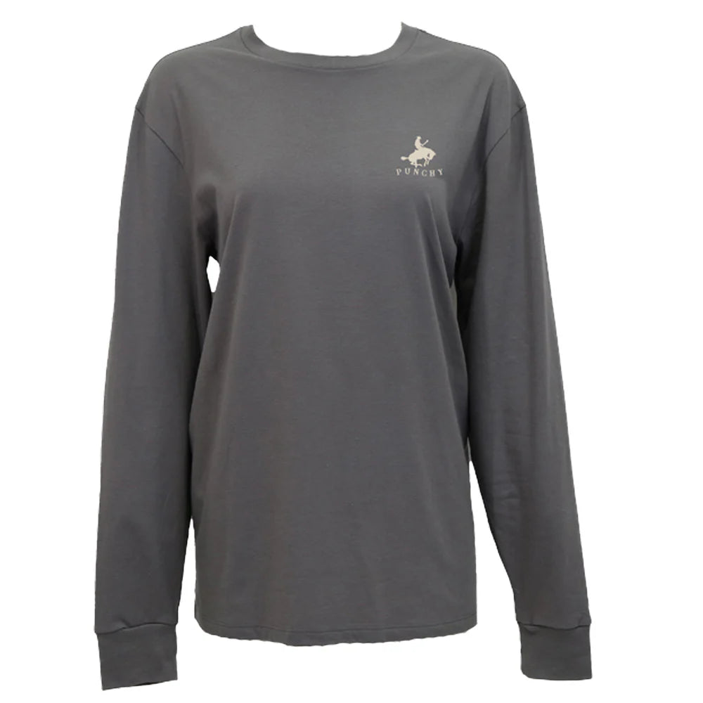 Hooey "Mustang" Long Sleeve T-shirt Grey w/Tan Logo