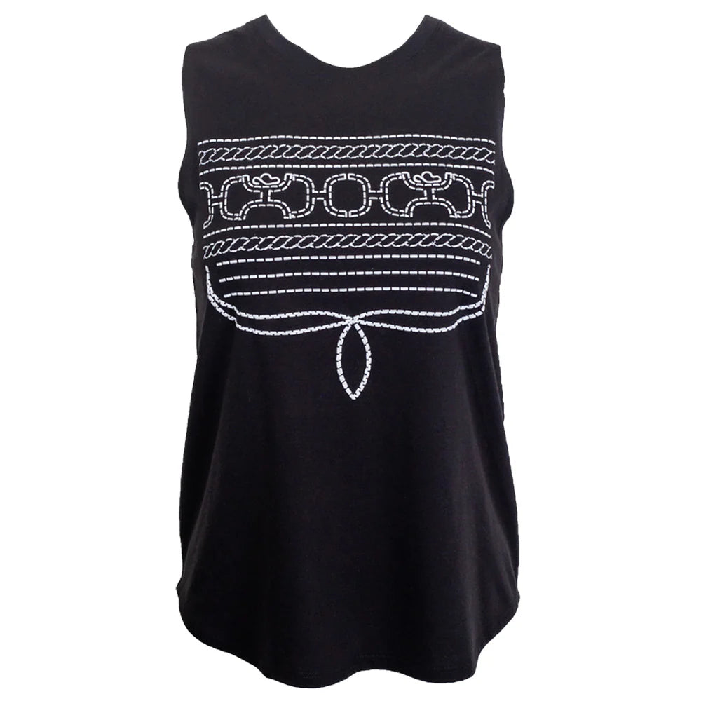 Hooey Womens "Leona" Tank Black w/ White Stitching