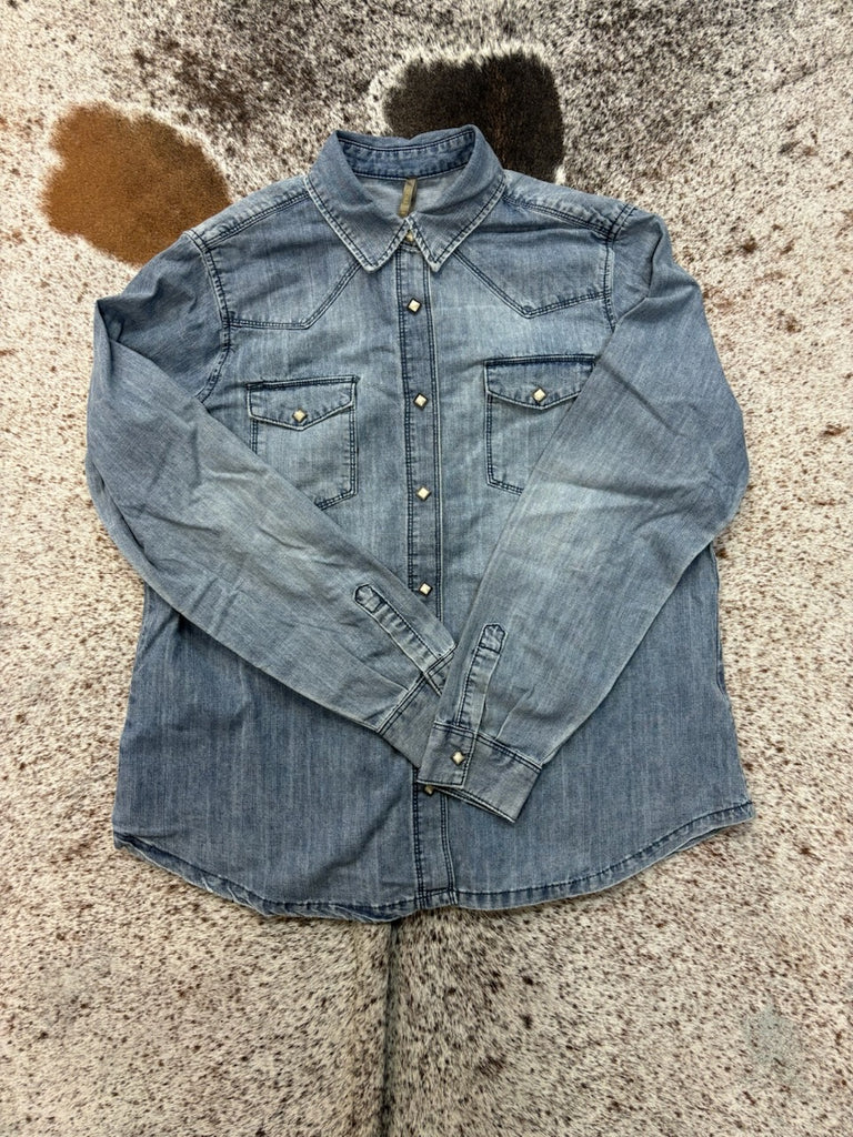 STETSON WOMEN LS DENIM BOYFRIEND FIT SHIRT
