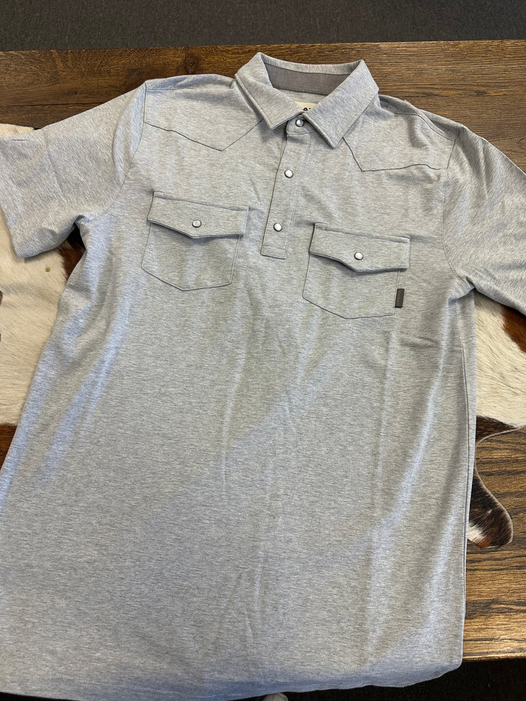 Ariat Light Gray Retro Western Polo Shirt