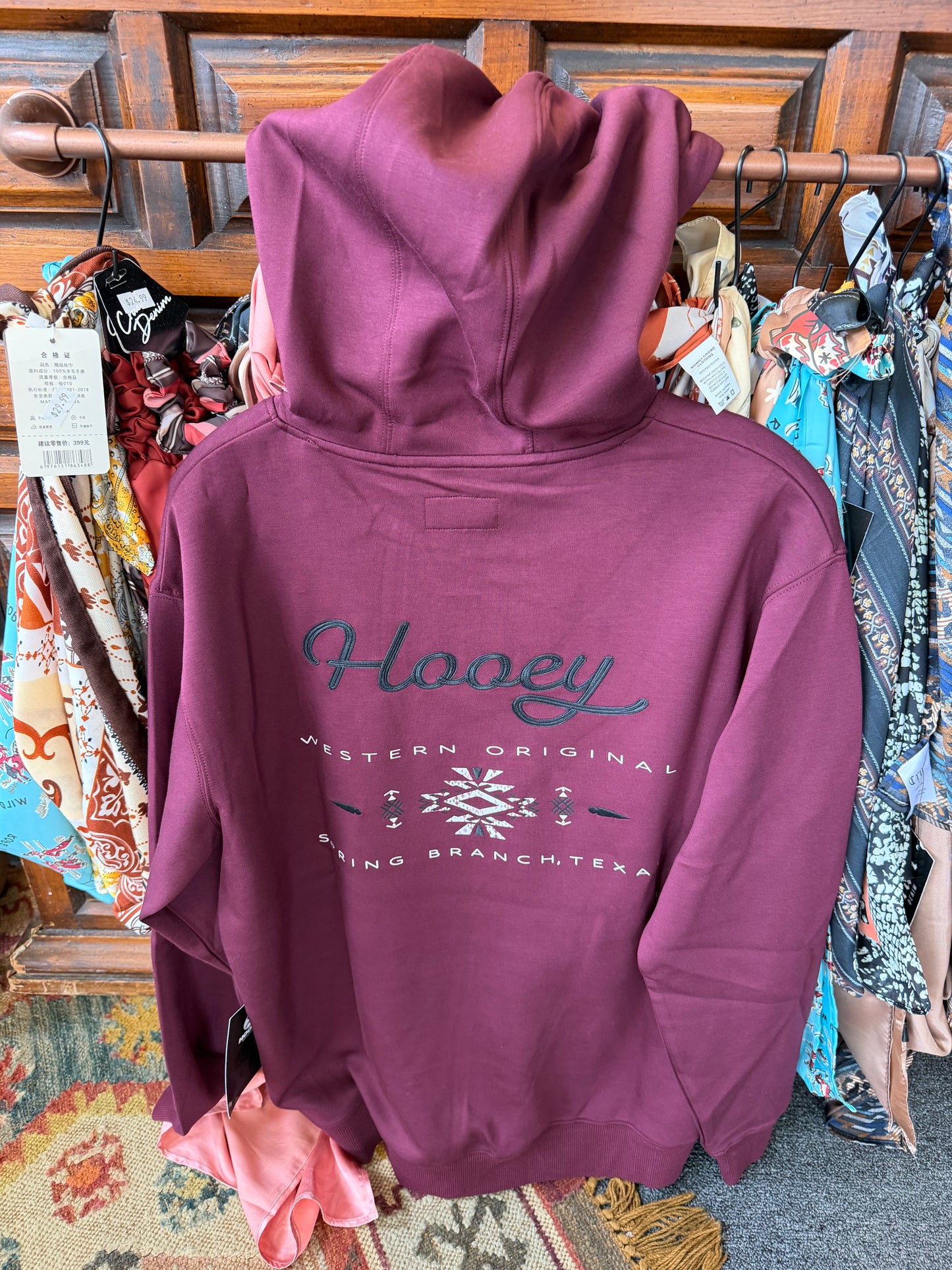 HOOEY MENS PEYOTE MAROON HOODY WITH LOGO