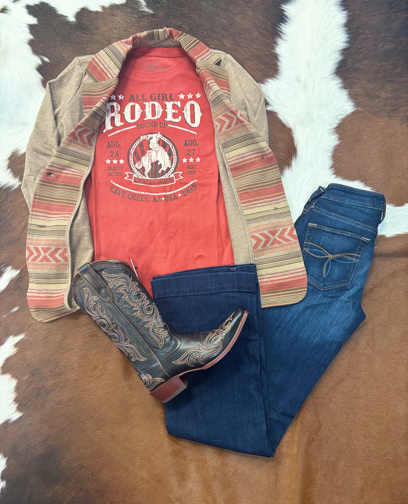 Cruel Women's All Girl Rodeo Tee-RED