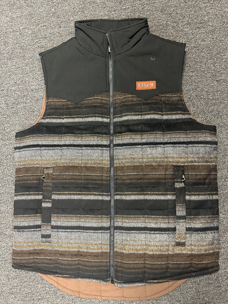 Cinch Men's Quilted Reversible Black/Brown Vest