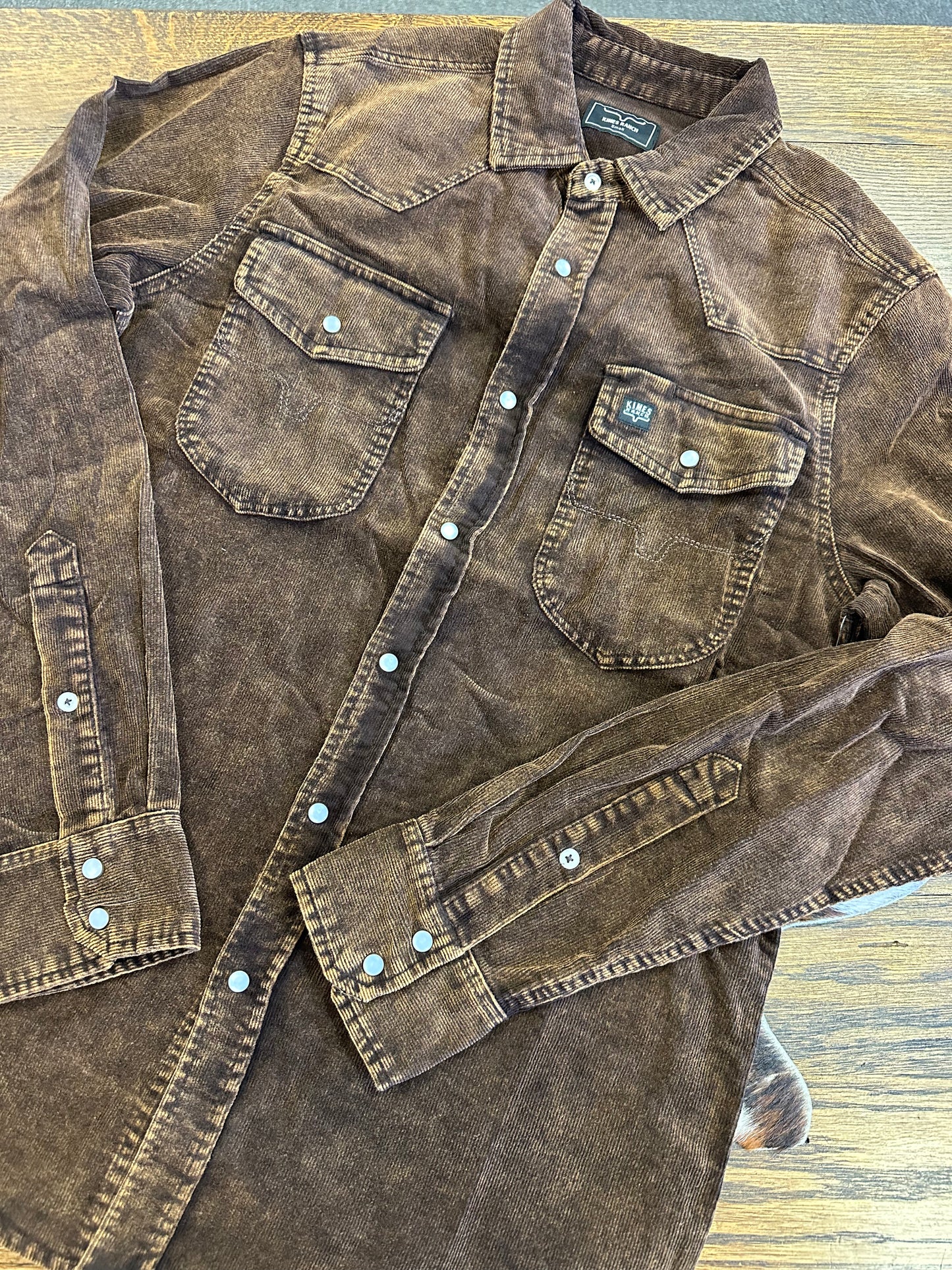 KIMES RANCH MENS Catalina Cord Shirt-DARK BROWN