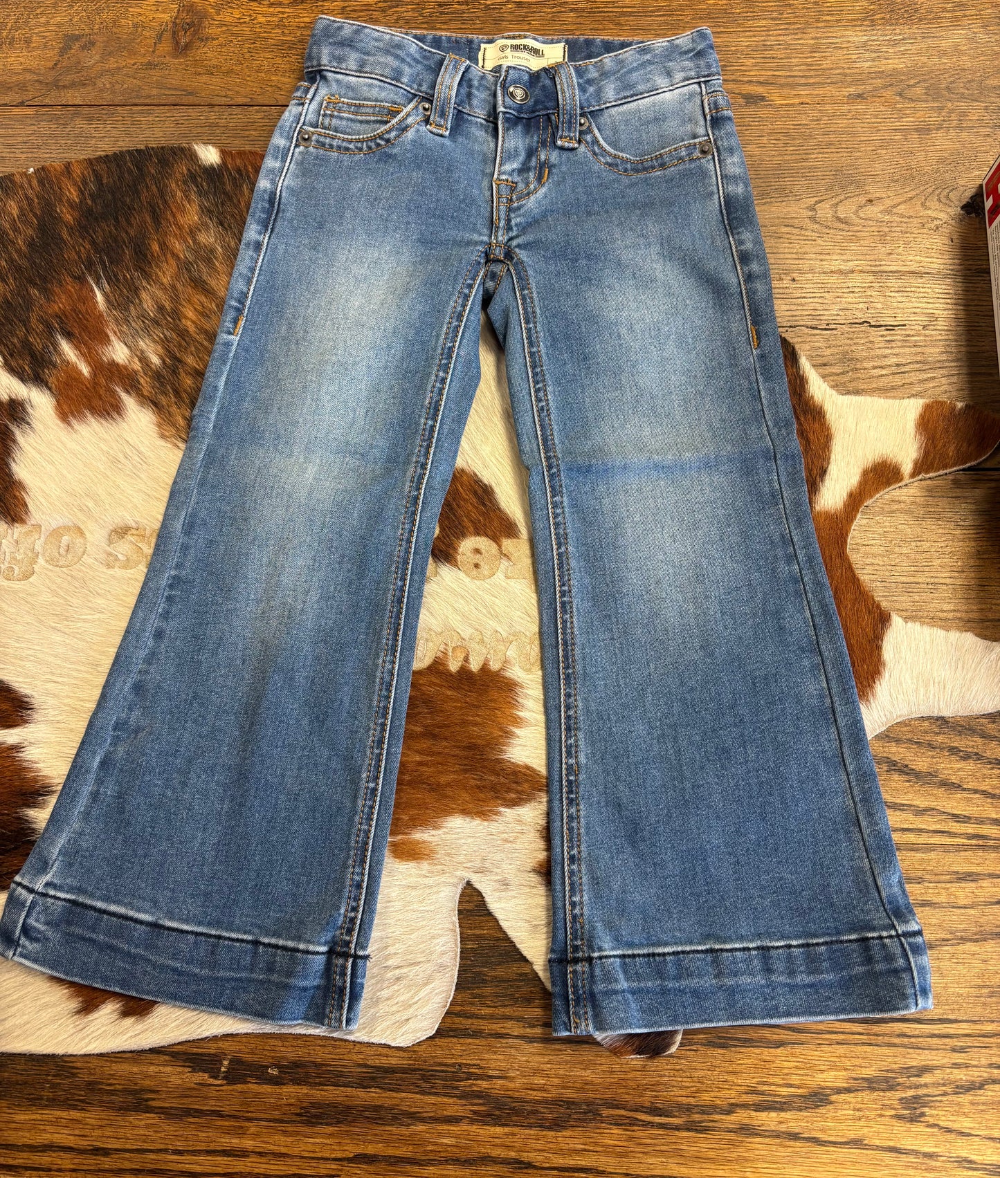 ROCK & ROLL GIRLS TROUSER JEANS RAISED BOOT STITCH
